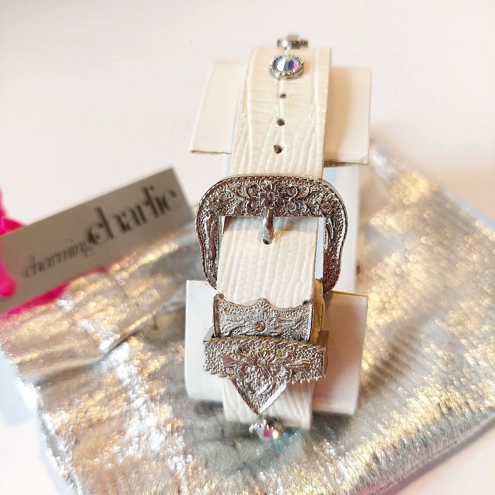 Charming Charlie Ivory Geneva Cross Quartz Watch w/ Crystal Accents - 9" Band - Picture 3 of 6